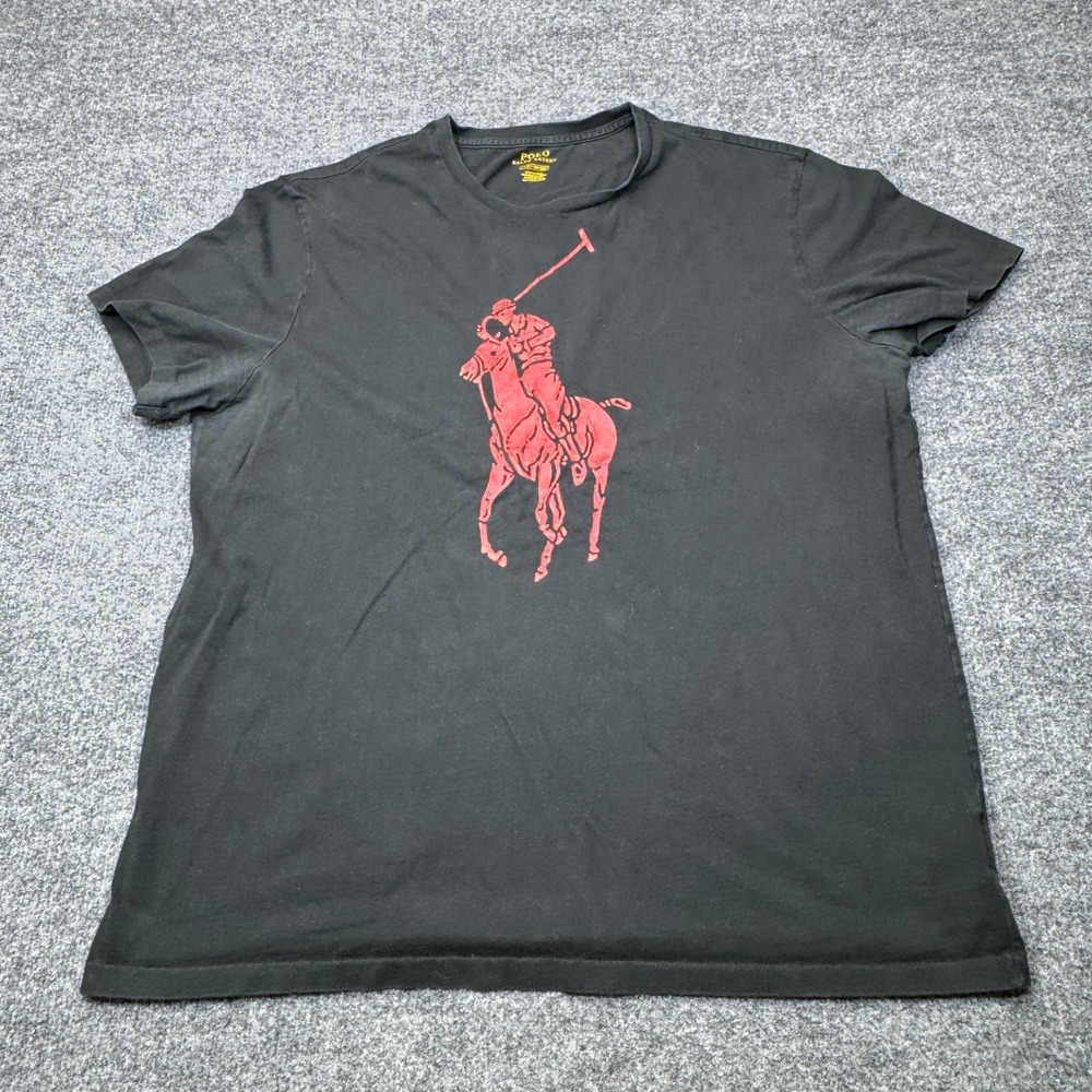 Polo Ralph Lauren T-Shirt Mens Large Black Red Big Pony Graphic Tee Streetwear